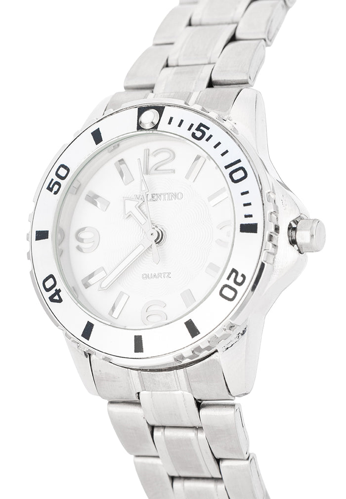 Valentino Stainless Steel Strap Analog Watch for Women 20122487-SIL RING-WHT DIAL-Watch Portal Philippines