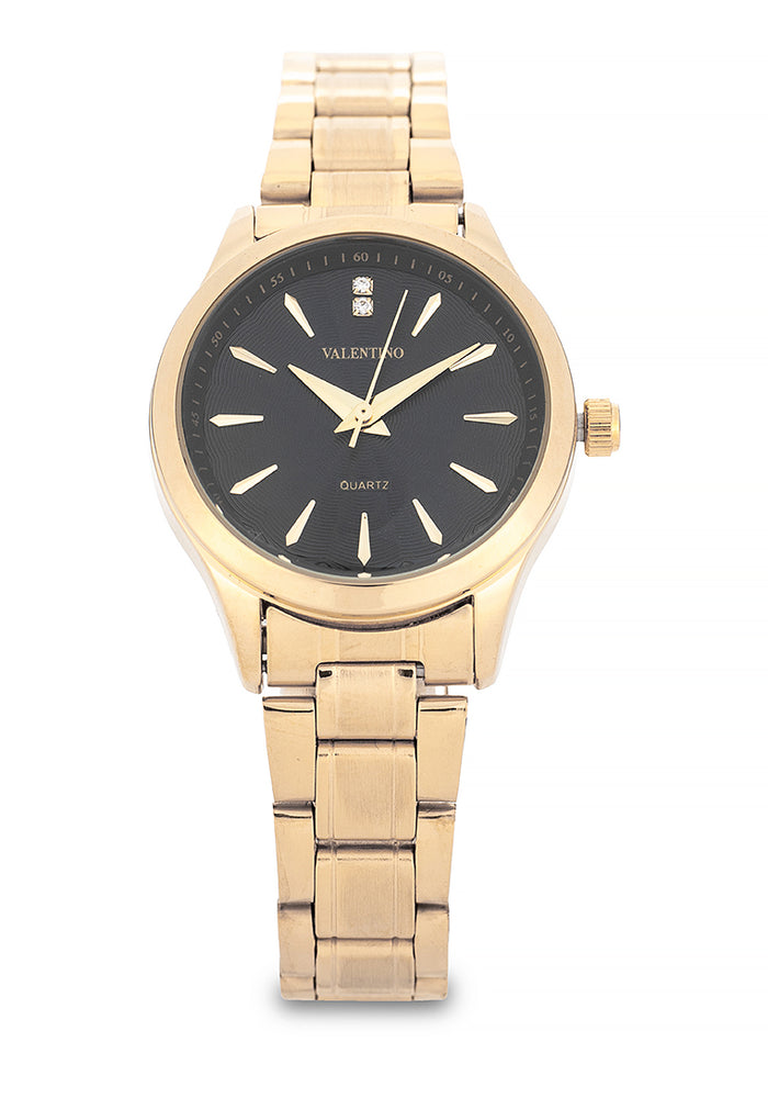 Valentino Stainless Steel Strap Analog Watch for Women 20122489-GOLD-BLACK DIAL-Watch Portal Philippines