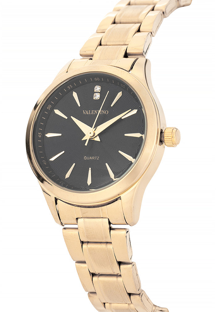 Valentino Stainless Steel Strap Analog Watch for Women 20122489-GOLD-BLACK DIAL-Watch Portal Philippines