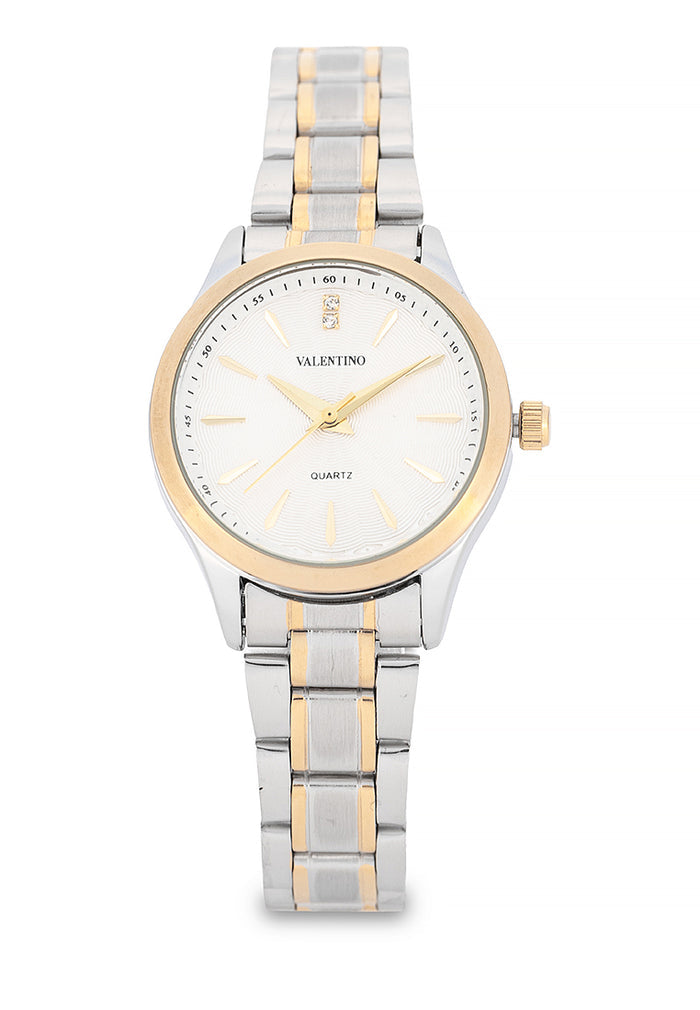 Valentino Stainless Steel Strap Analog Watch for Women 20122489-TWO TONE-WHITE DIAL-Watch Portal Philippines