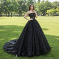 Strapless Bridal Gown Elegant Black Wedding Dress - Rosymae