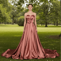 Strapless Dusty Rose Sweetheart A Line Wedding Dress - Rosymae