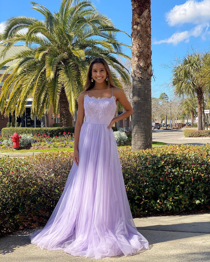 Straps A-Line Yellow Long Prom Dress with Slit