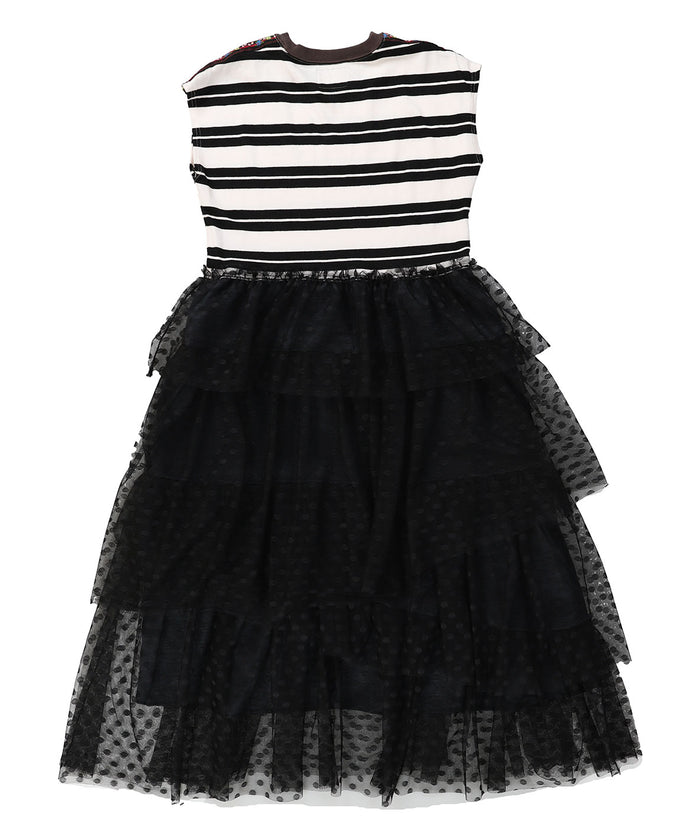 Striped Cotton Jersey Tiered Docking Dress(LADIES)