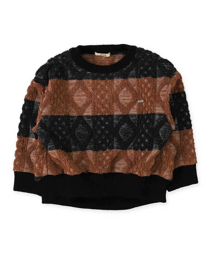 Striped Rope-knitting Pullover