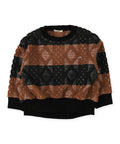 Striped Rope-knitting Pullover