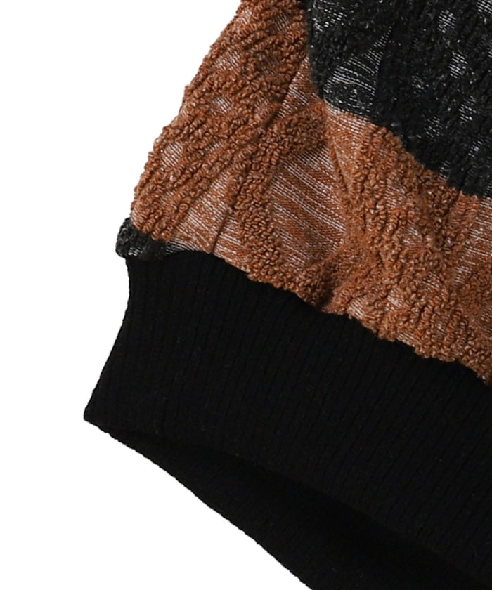 Striped Rope-knitting Pullover