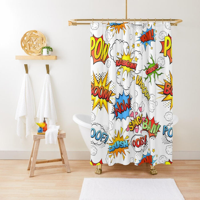 Boys Shower Curtain Comic Book Superhero, Boys Bathroom Decor, Boys Decor | Pippa + June