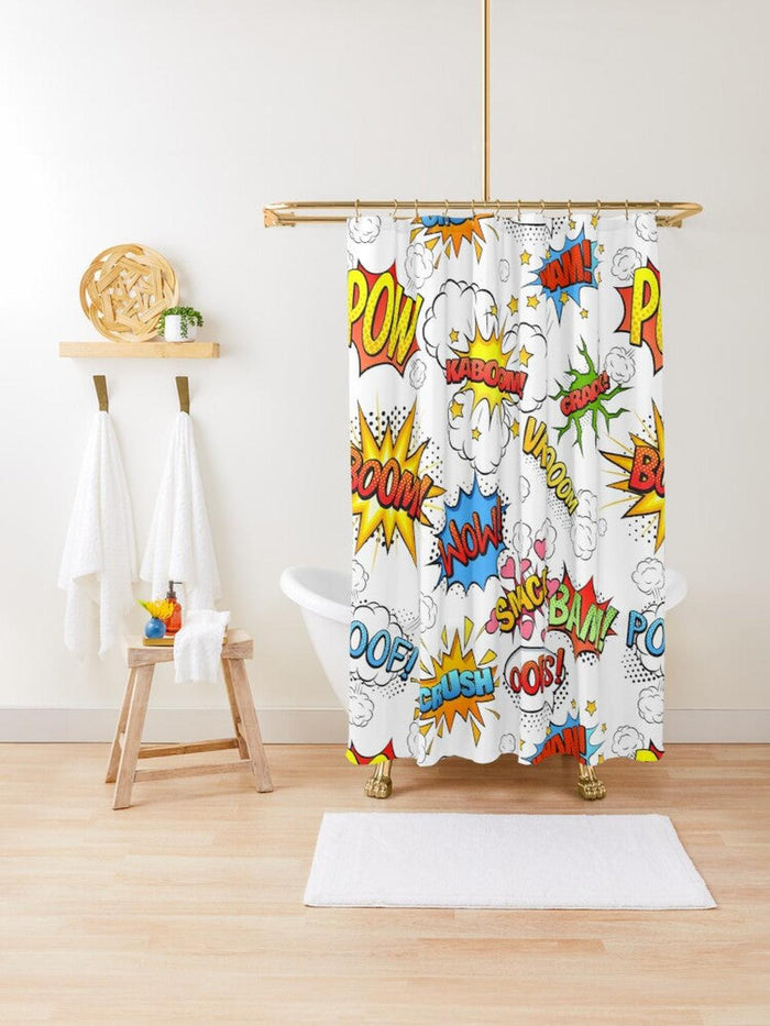 Boys Shower Curtain Comic Book Superhero, Boys Bathroom Decor, Boys Decor | Pippa + June