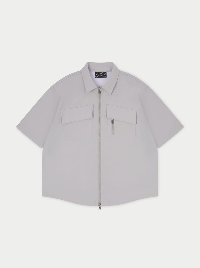 TECHNICAL HEAVYWEIGHT ZIP OVERSHIRT - GREY