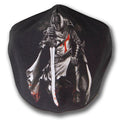 Black Cotton Face Mask with screen image of Templar Knight, adjustable straps and pocket for disposable filter