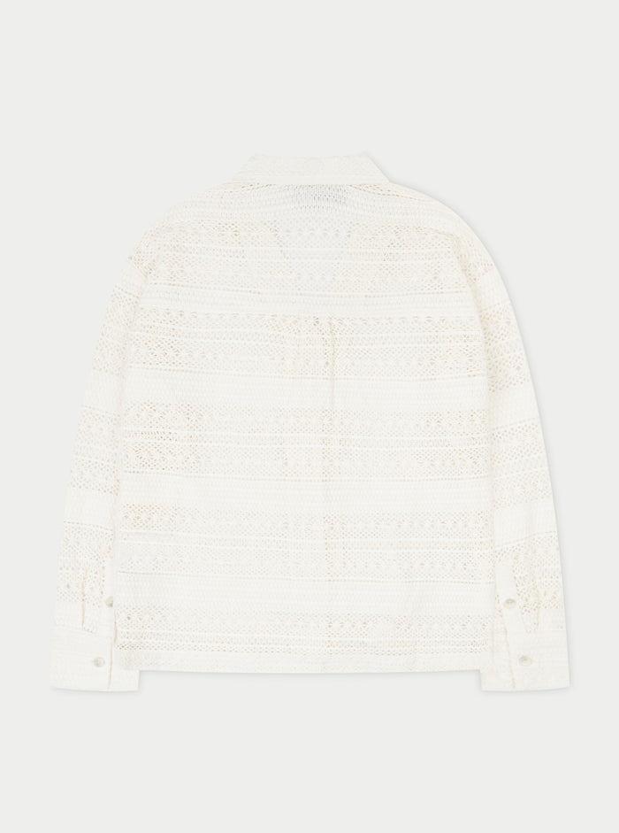 TEXTURED CROCHET SHIRT - OFF WHITE