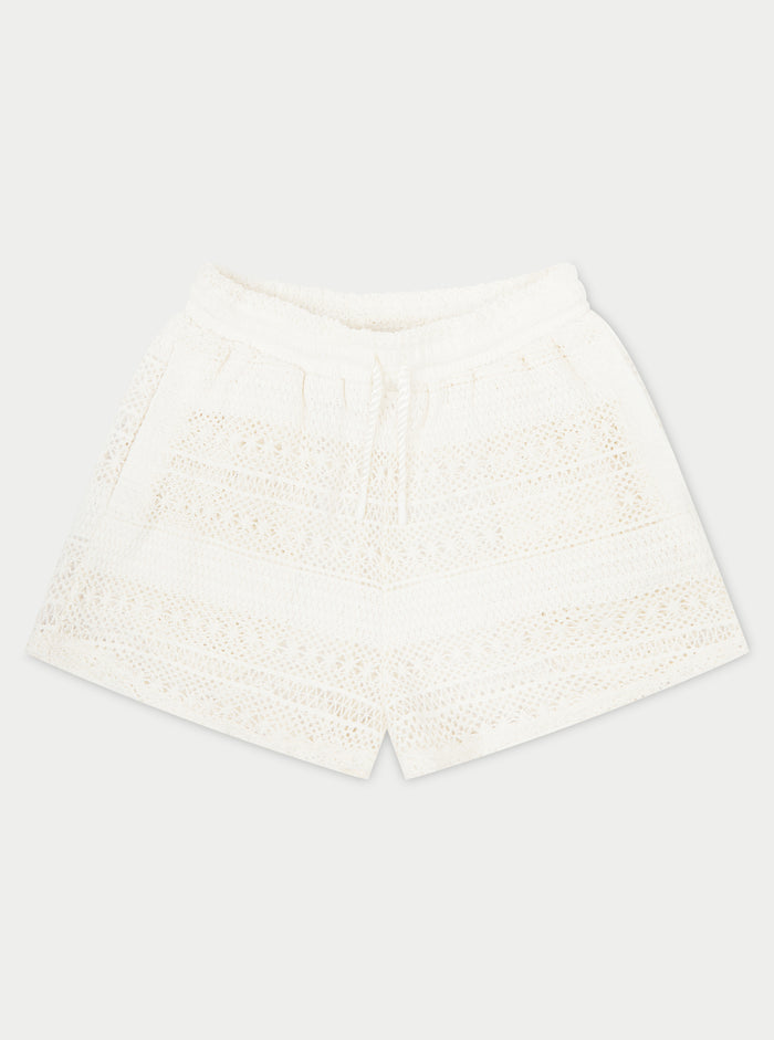 TEXTURED CROCHET SHORTS - OFF WHITE