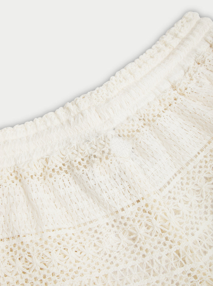 TEXTURED CROCHET SHORTS - OFF WHITE