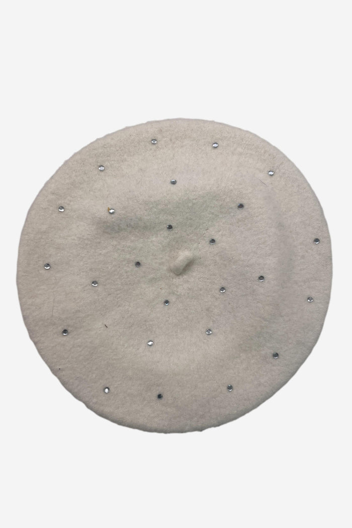 The Two Mrs Grenvilles Cream Beret with Rhinestones image 1