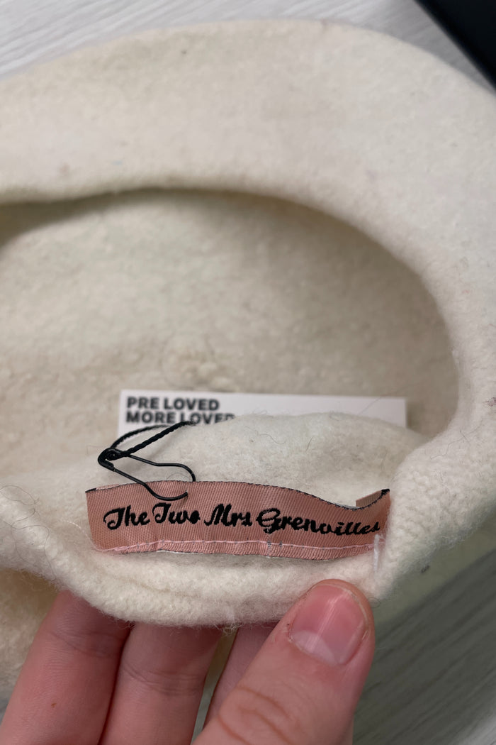 The Two Mrs Grenvilles Cream Beret with Rhinestones image 3