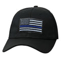 Thin Blue Line US Flag Cap has an embroidered American flag with â€œthin blue lineâ€ , adjustable, one size fits most
