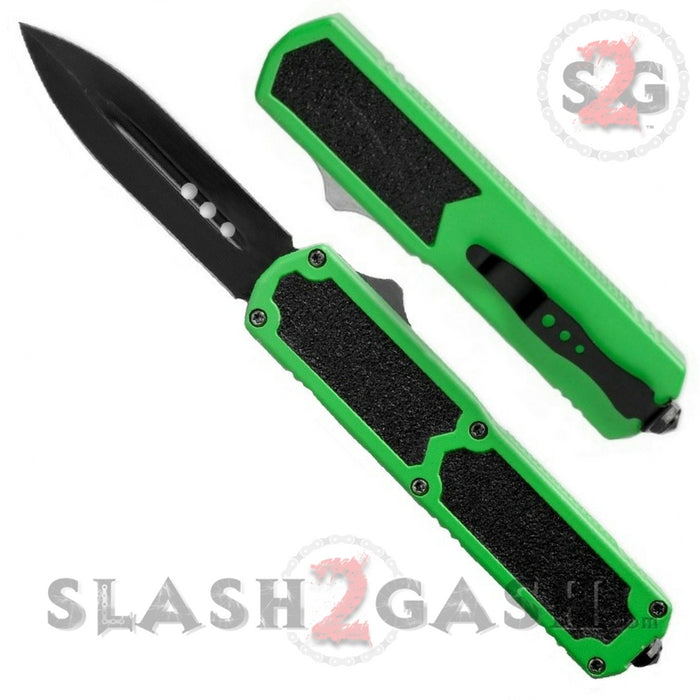 Titan OTF Dual Action GREEN Tactical Automatic Knife Plain Edge Dagger