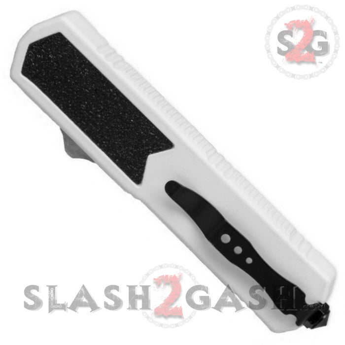 Titan OTF Dual Action White Tactical Automatic Knife Tanto Serrated