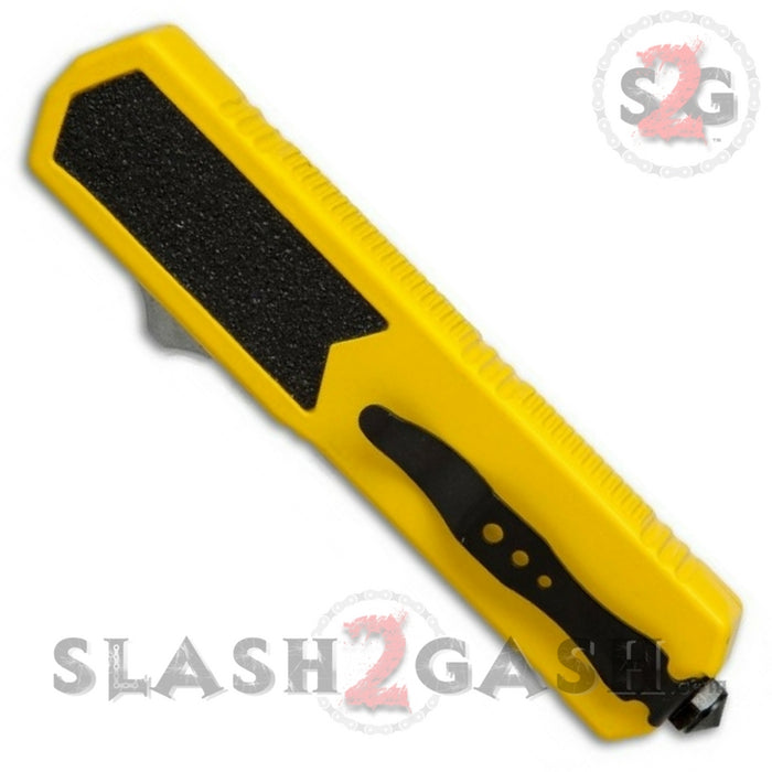 Titan OTF Dual Action Yellow Automatic Knife Dagger Serrated