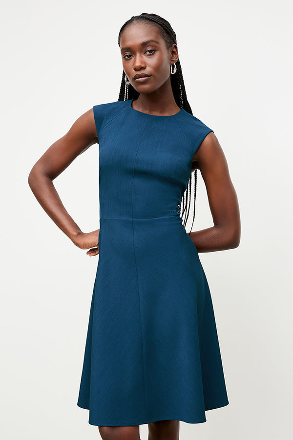 front image of a woman wearing the toi dress deep teal | Exclude | Grid