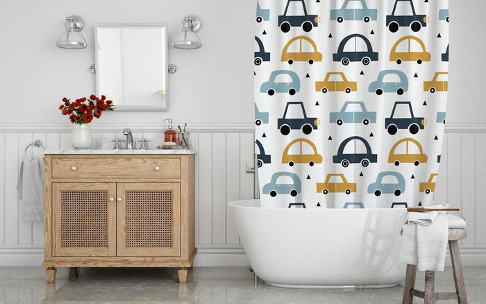 Boys Shower Curtain Transport Cars, Boys Bathroom Decor & Accessories | Pippa + June