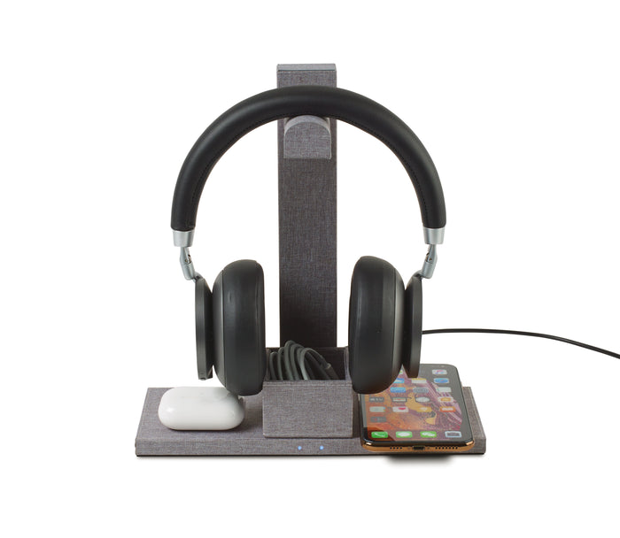 Truman Dual Wireless Charger and Headphone Stand