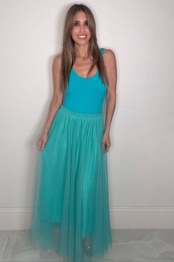 Style the Tulle Pleated Midi Skirt exclusively at Born To Glam