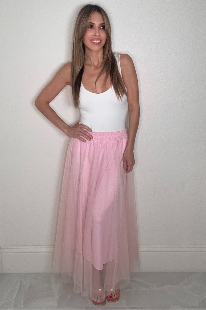 Style the Tulle Pleated Midi Skirt exclusively at Born To Glam