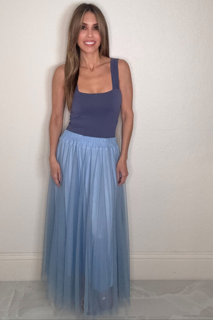 Style the Tulle Pleated Midi Skirt exclusively at Born To Glam