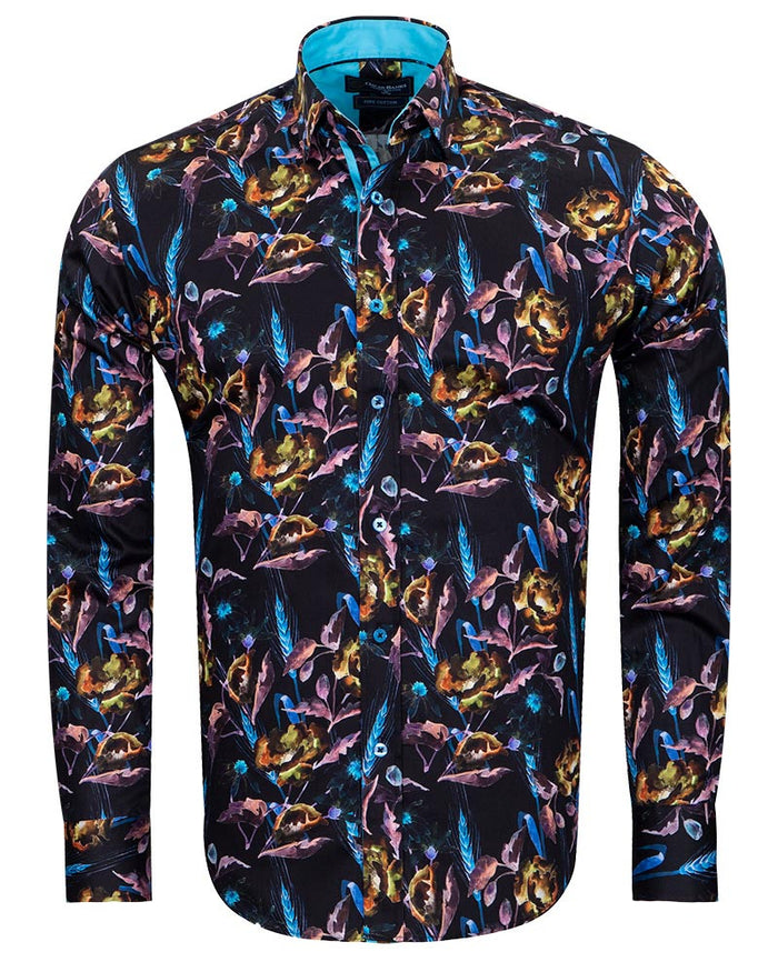 Turquoise Neon Floral Pure Cotton Print-Makrom