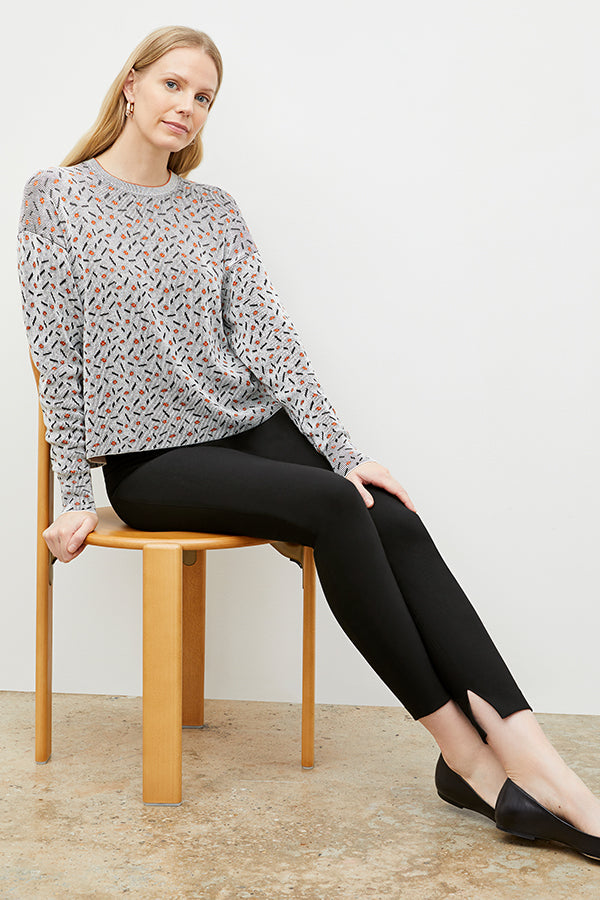 Front image of a woman wearing the Tyler Sweatshirt in Brick and Black | Exclude | Grid