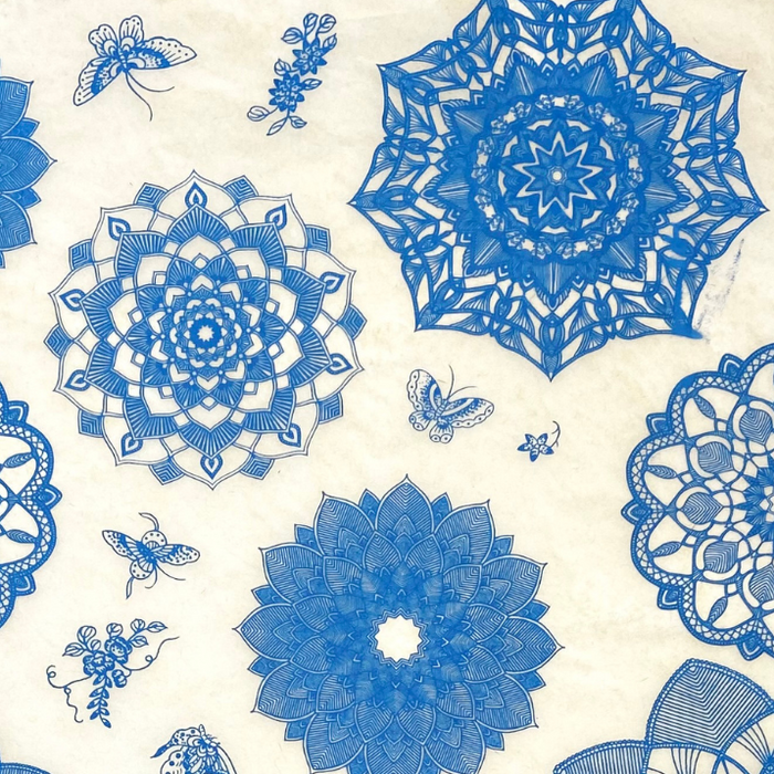 UNDERGLAZE DECAL TRANSFER  - BLUE MANDALAS