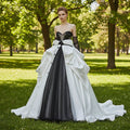 Unique Black Mesh Wedding Dress with Detachable Train - Rosymae