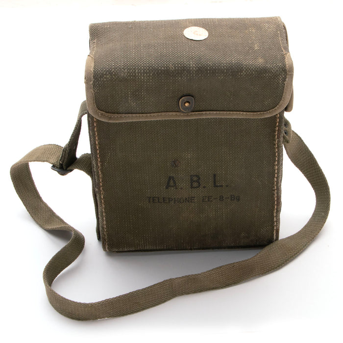 military surplus US Army Field Phone in canvas satchel
