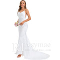 V-Back Stretch Mermaid Sleek Wedding Dress Bridal Gown for Bride - Rosymae