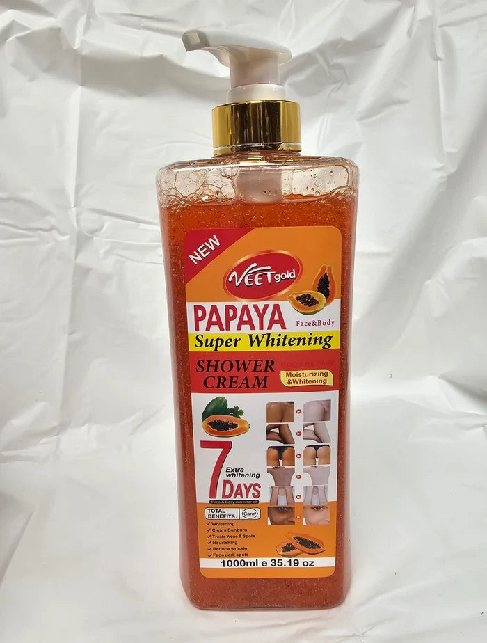 Veet Gold Papya Shower Gel Super Whitening Shower Cream 1000 ML 7 Days