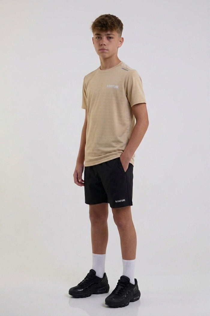 Velocity Boys Training Shorts & T-Shirt Set - Sand/Black
