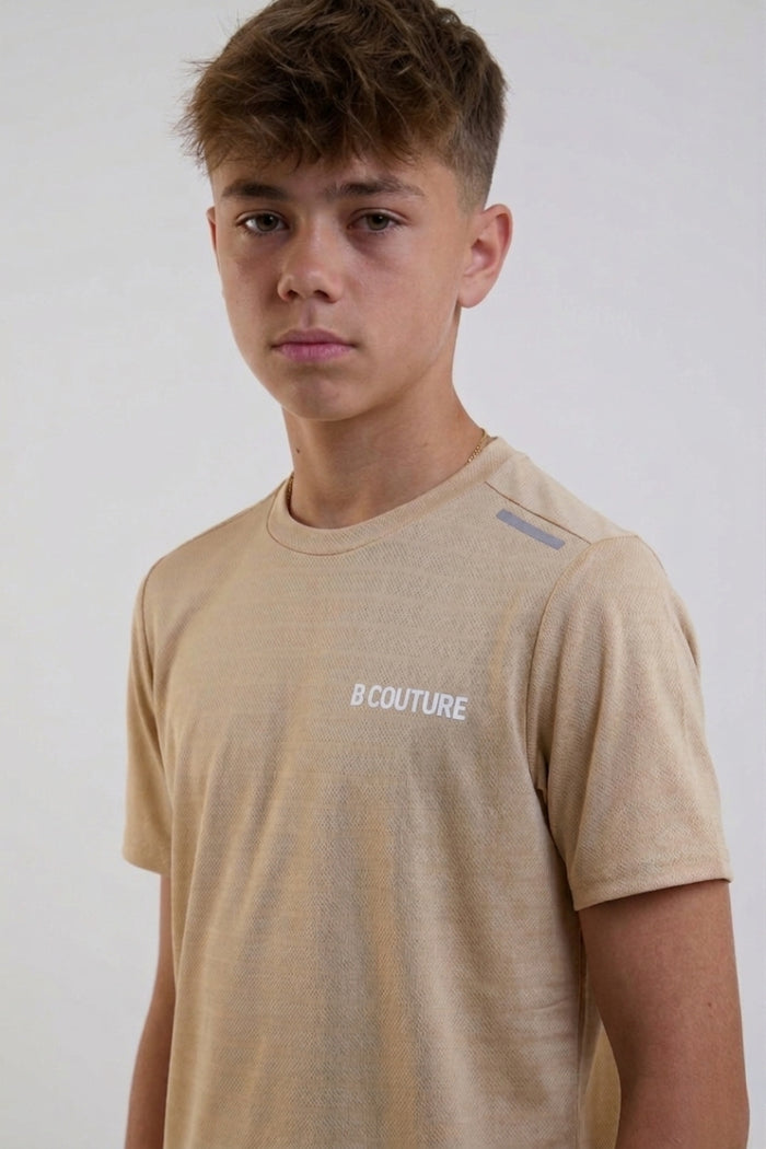 Velocity Boys Training Shorts & T-Shirt Set - Sand/Black