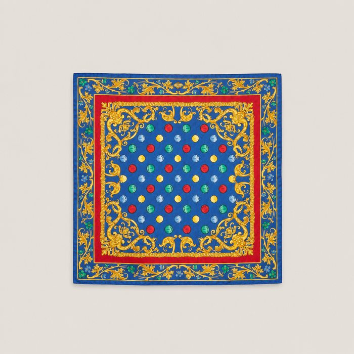 Versace Silk Kerchief Blue Gold and Red