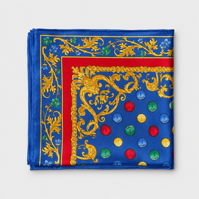 Versace Silk Kerchief Blue Gold and Red