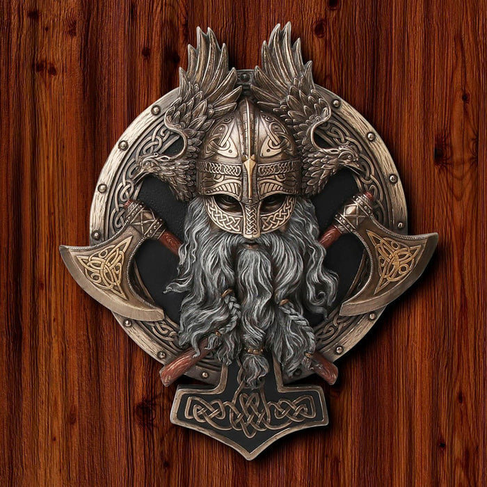 Viking Berserker Twin Axe Valhalla Wall Plaque