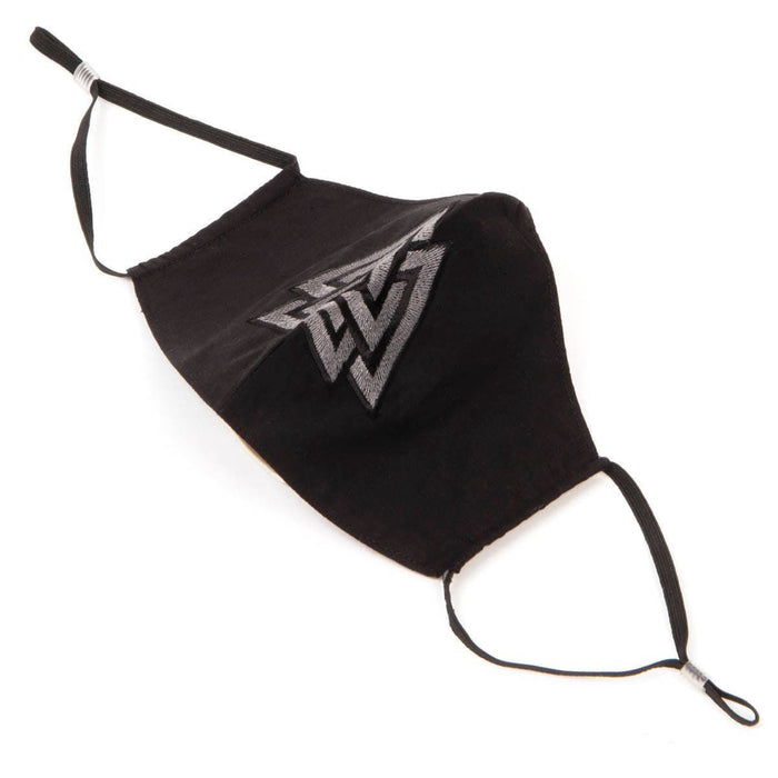 Black Cotton Face Mask with silk embroidered Viking Valknut, adjustable straps and pocket for disposable filter
