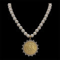 Vintage Pearl Necklace with Gold Horse Coin