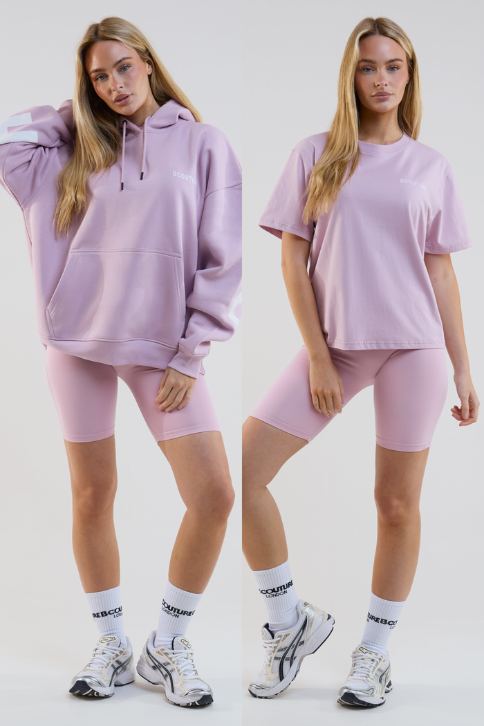 VXN Cycling Shorts, Hoodie & T-Shirt Set - Lilac
