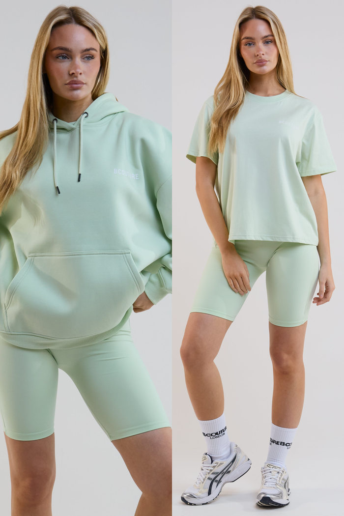 VXN Cycling Shorts, Hoodie & T-Shirt Set - Pale Green