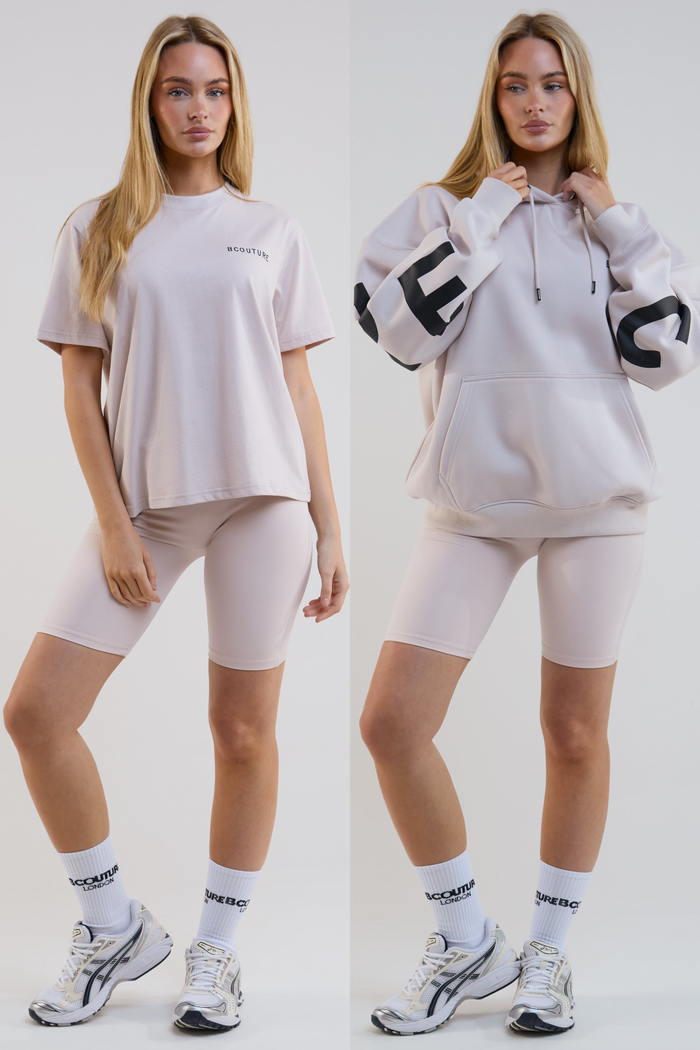 VXN Cycling Shorts, Hoodie & T-Shirt Set - Stone
