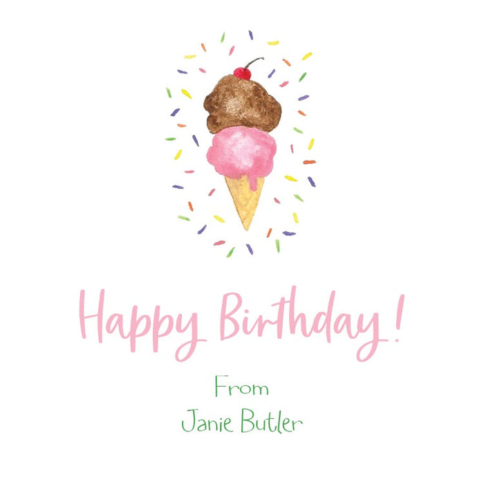Watercolor Ice Cream Cone