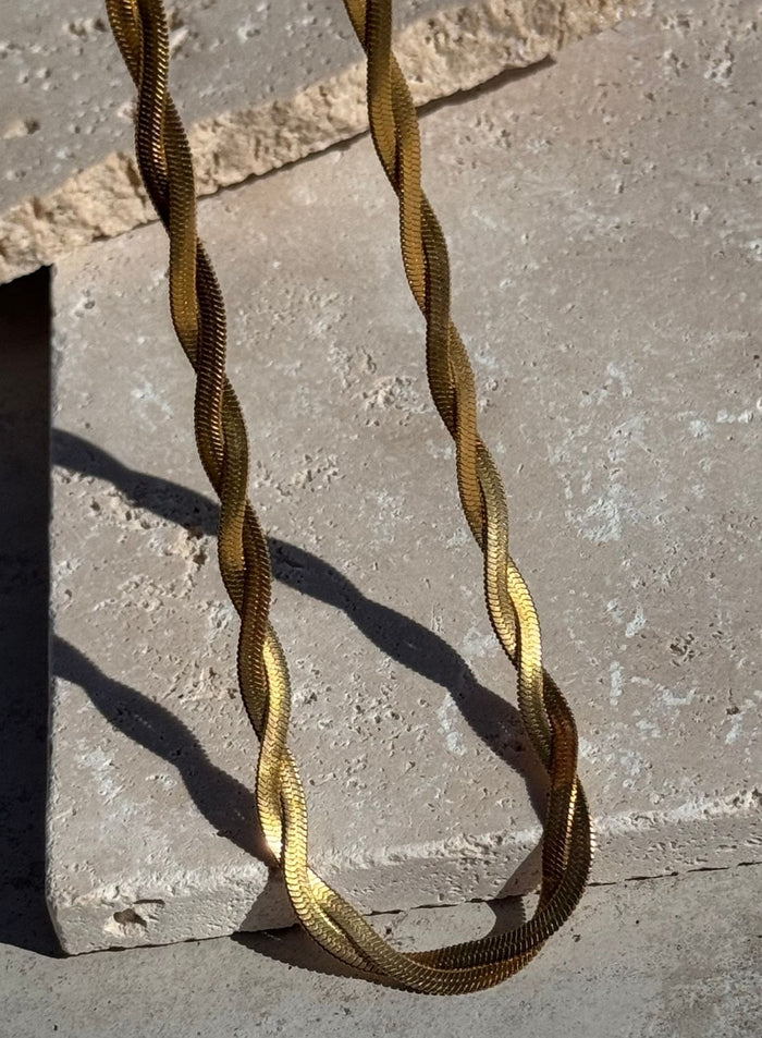 Gold Waterproof Braid Necklace