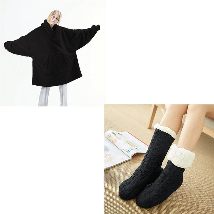 Classic Black Hoodie & Socks Set / One Size